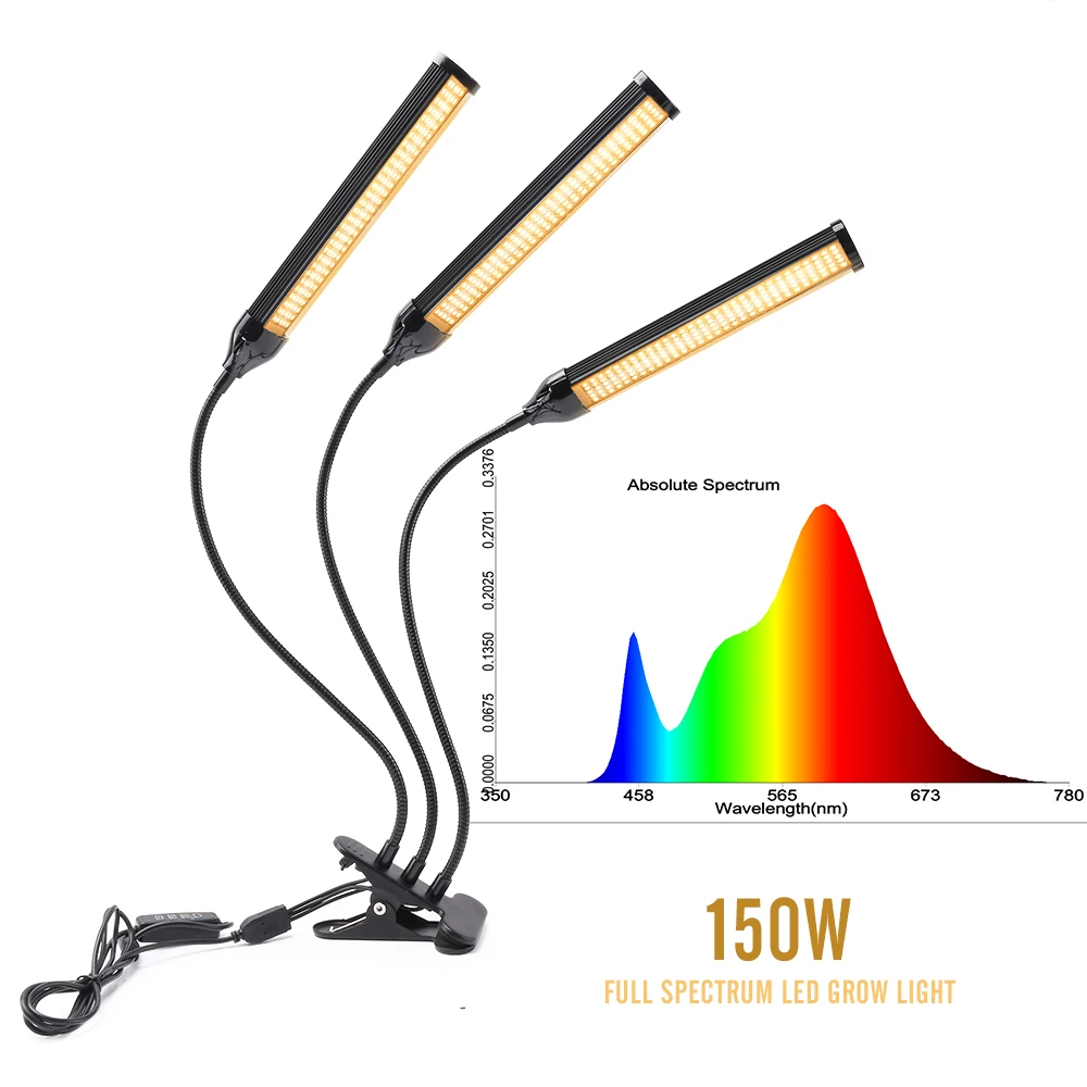 成長ランプ450-led成長ライトフルスペクトル3つのライトヘッドタイミング調整植物花