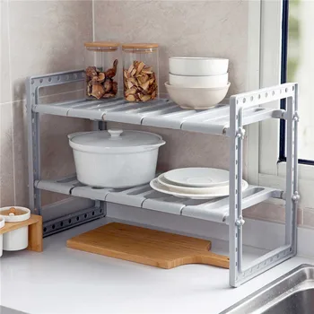 

Double-layer Kitchen Rack and A Dish Rack Kitchen Rack Plastic Double Layers Dish Drainer Storage Racks Knife Holder Kitchen Mu