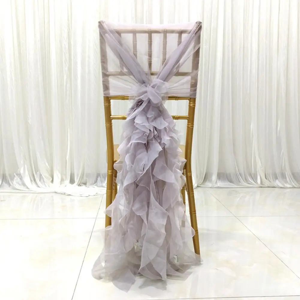1 шт. романтические шифоновые ремни для стульев свадебные чехлы для стульев украшения для стульев банкетные Галстуки для свадебного банкета - Цвет: Gray