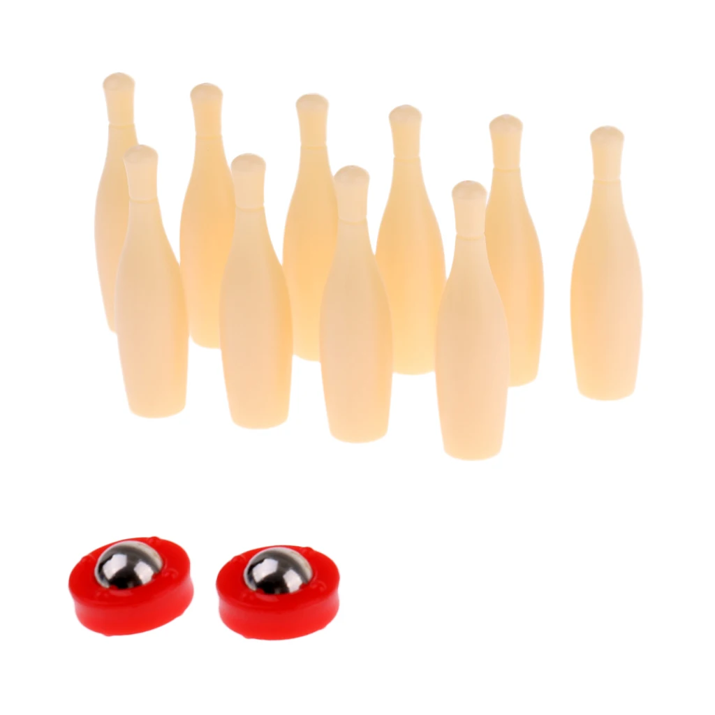 Kids Desktop Mini Size Bowling Game Set Plastic Bowling Pins Pushers Toy Game Accessories