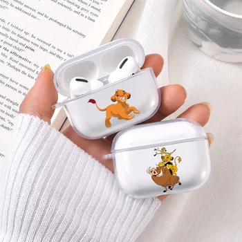

Cartoon Lion King Clear Earphone Case For Apple AirPods 2 1 Soft Transparent Protective Cover Animal Pattern Charging Box Coque