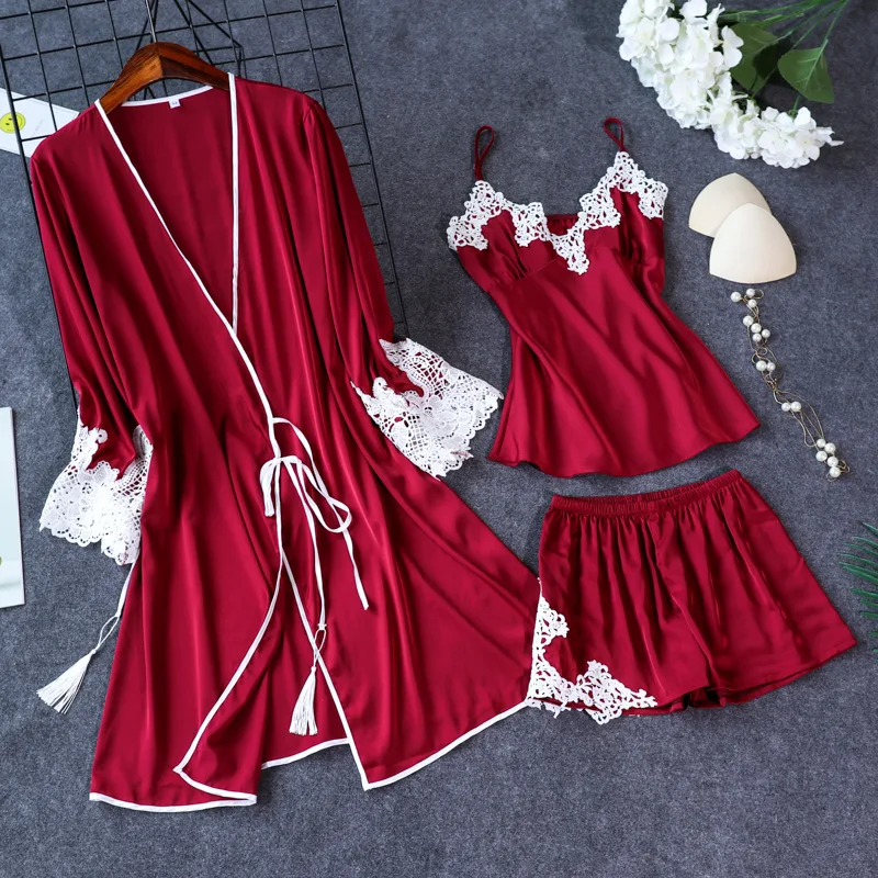 FZSLCYIYI, женская одежда для сна, пижама с длинным рукавом, 4 шт., Пижамный костюм, ночная сорочка Осенняя домашняя одежда - Цвет: 3-4