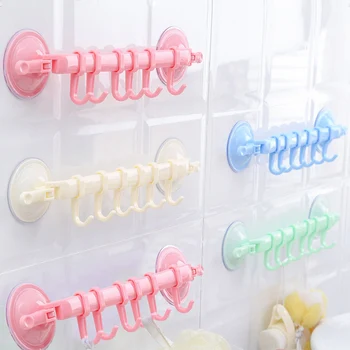 

6 Row of Hooks Strong Adhesive Hook Bathroom Kitchen Hat Towel Hanger Over Door Hanging Rack Hold