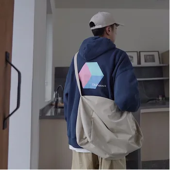 

2019 Winter New Spring And Cashmere Hooded Sweatshirt Loose Fashion Casual Print Pullover Gray Yellow / Navy Blue M-XL