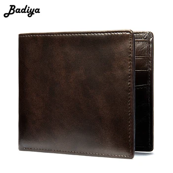 

Coffee Purse For Men Genuine Leather Men's Wallets Thin Male Wallet Card Holder Mini Clutch Bag Retro Short Bifold Coin Purse