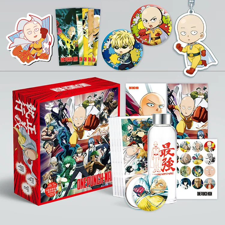 ONE PUNCH MAN аниме большая подарочная коробка игрушка Saitama Genos наклейка открытка