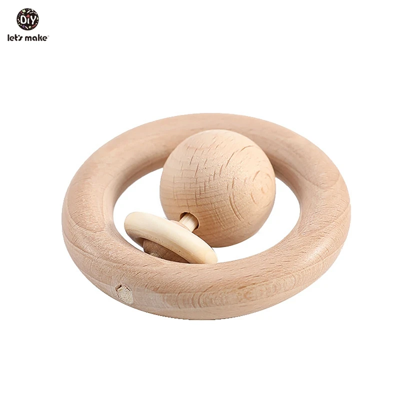 Let s Make Baby Toys 0 12 Months Wooden Rattles Smiley Face Wood Ring Musical Developmental 5