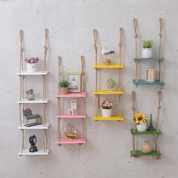 

2 tier vintage french country rope shelf wall