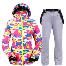 Новые плотные лыжные куртки и штаны для женщин, лыжный костюм, комплекты для сноубординга, очень теплая ветрозащитная Водонепроницаемая зимняя одежда для улицы