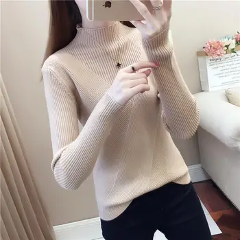 

High-neck thick sweater women's bottoming pullover autumn and winter new style Korean long-sleeved ladies solid color