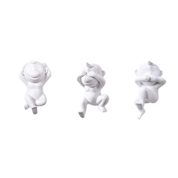 

3Pcs Simple Monkey Animal Hook Wall Hanging Wall Pendant Home Decorators Pendant