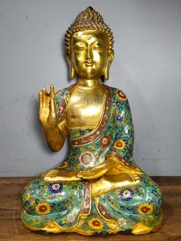 

Home Decor 18" Tibet Buddhism Temple Old Bronze Cloisonne Enamel Shakyamuni Buddha Statue Medicine Buddha Amitabha statue