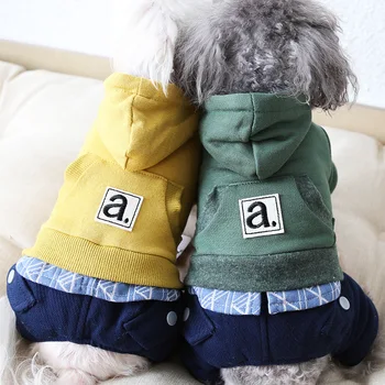 

Cute Letter Dog Jumpsuit Winter Warm Fleece Small Dog Cat Coat Jacket Chihuahua Shirt Hoodie Clothes For Pitbull