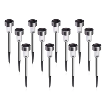 

12pcs Solar Garden Lights Outdoor, Solar Pathway Lights, Landscape Lighting for Lawn/Garden (Stainless Steel)