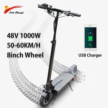 

NO TAX Folding 8 inch E Scooter Skateboard Mini Foldable Hoverboard Longboard Adult 60km Battery Front Lamp Tail Light Side Lamp