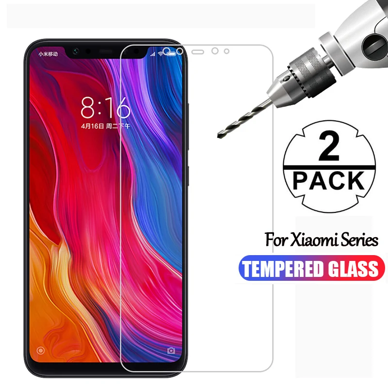 2 шт. Защитное стекло для Xio mi 8 Защитная пленка экрана Lite светильник закаленное HD |