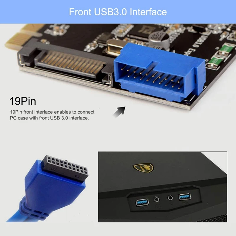 Pci-E к Usb3.0 плата расширения Pci Express адаптер конвертер карты передний интерфейс расширения Модуль питания для настольного ПК