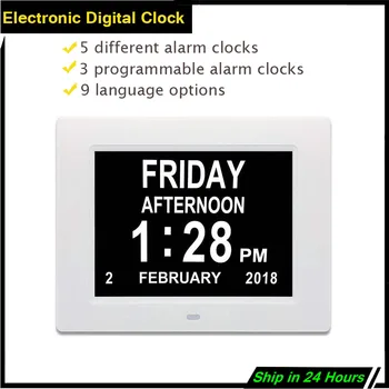 

New 8-inch Clock Led Desktop Temperature Alarm LCD Display Calendar Digital Electronic Home Alarm Clock Built-in 8ohm 2w speaker