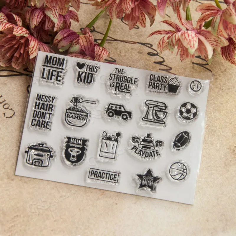 CLEAR STAMPS Small Icon Family Life Letters Cutting Dies Scrapbook Card Paper Craft SiliconTransparent Stamps06