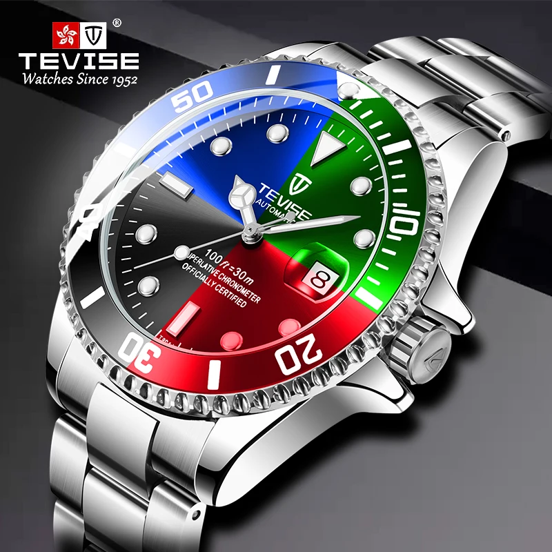 

Tevise Top Brand Luxury Men Mechanical Watches Famous Design Colorful Automatic Watch Fashion Male Clock Relogio Masculino T801