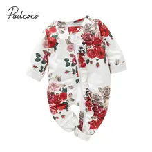 Коллекция года, весенне-осенняя одежда для малышей, комбинезон с цветочным рисунком для новорожденных девочек, комбинезон с длинными рукавами, повседневная одежда, костюмы для игр