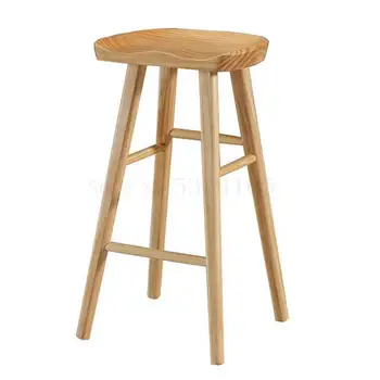 

Northern Europe Light Luxury Bar Chair Bar Solid Wood Household Chair High Stool European Stool Modern Simple Bar Chair Bar Stoo