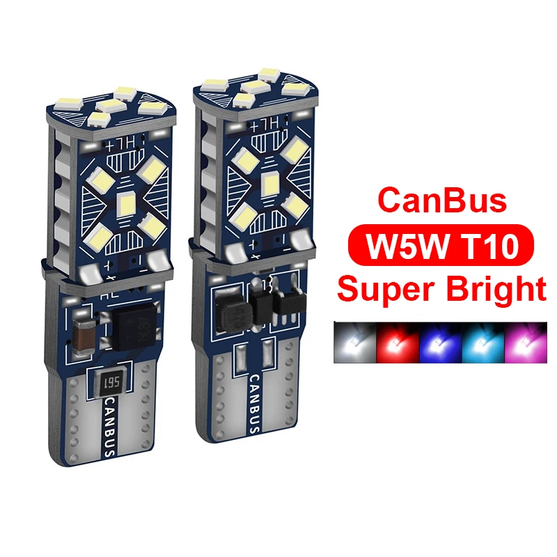 

2pcs Cool Car Turn Signal Warning Light T10 15 LED For Mitsubishi Lancer 10 ASX Pajero X Ford Focus 2 3 Fiesta Citroen C4 C5 C3