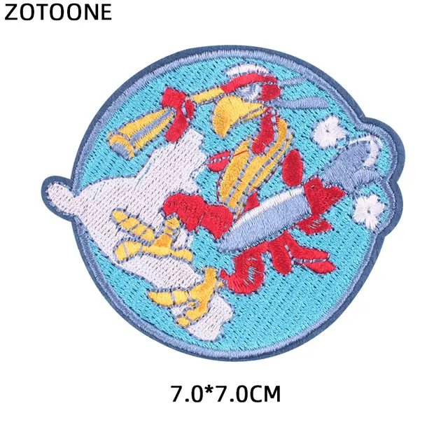 ZOTOONE Round UFO Parches Embroidered Iron on Patches For Clothing DIY Motif Stripes Clothes Stickers Alien Astronaut Badges E PE2083CT