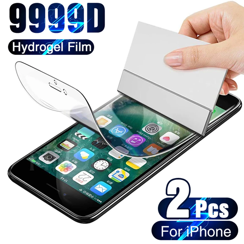 2Pcs Hydrogel Film On the Screen Protector On For iPhone 11 12 13 Pro Max X XR XS Max Soft