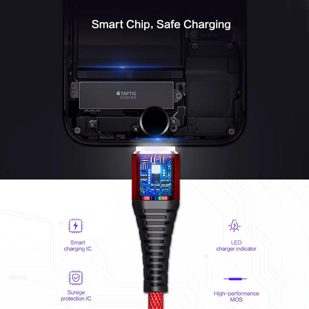 Кабель Micro USB FLOVEME для Apple, 1 м, высокопрочный нейлоновый кабель для быстрой зарядки и синхронизации данных, кабель для телефона Apple, смартфон
