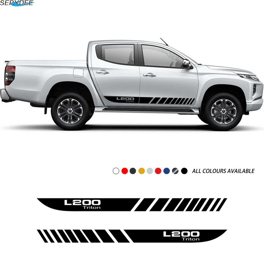 2 шт. автомобильные наклейки с длинными боковыми полосками для Mitsubishi L200 Triton