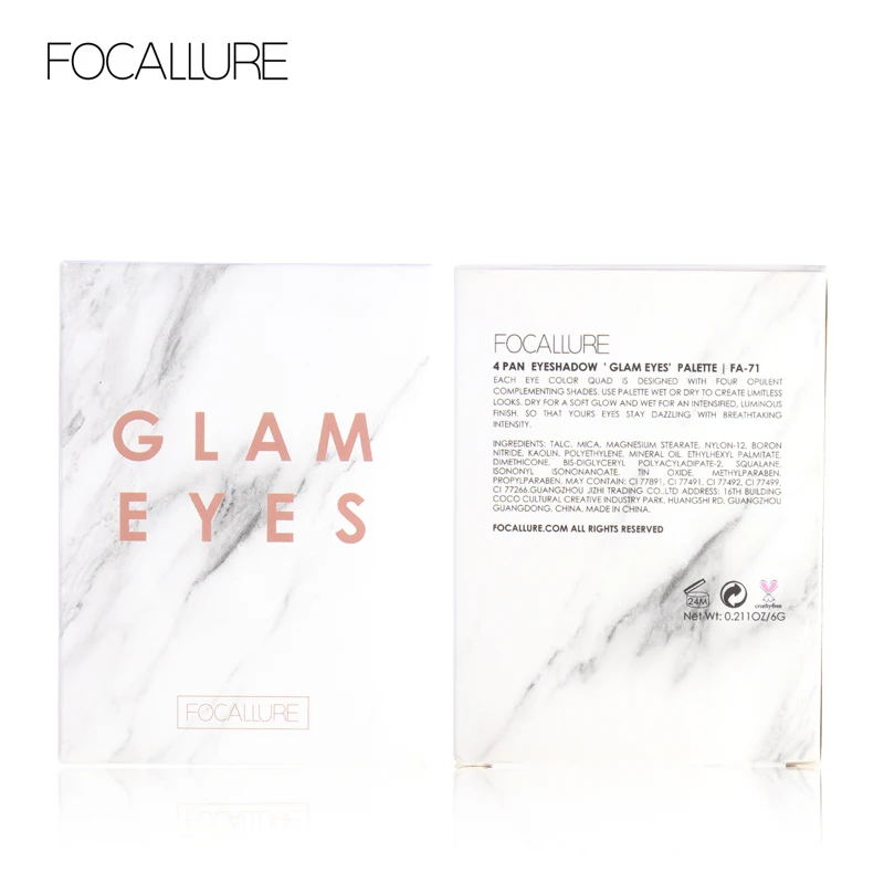 FOCALLURE, 4 цвета, блестящая палитра теней для век, стойкая водостойкая палитра теней для век