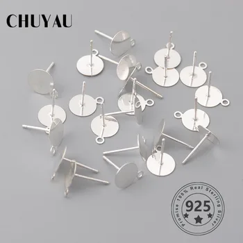

10pcs 3-8mm 925 Sterling Silver Blank Post Earring Studs Base Pins With Earring Plug Findings Ear Back For DIY Jewelry Making