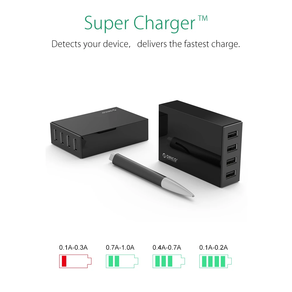 ORICO USB Зарядное устройство Настольный мобильный телефон Зарядное устройство 5V 2.4A 34 Вт макс. адаптер для samsung Xiaomi huawei iphone