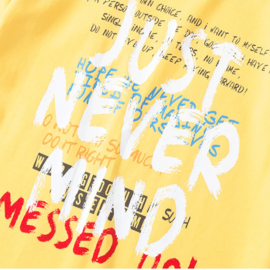 Girls Clothes Short Sleeve T-shirt Cotton Yellow Tops Printed Letters Kids Shirts Children's Clothing Cotton Round-collar
