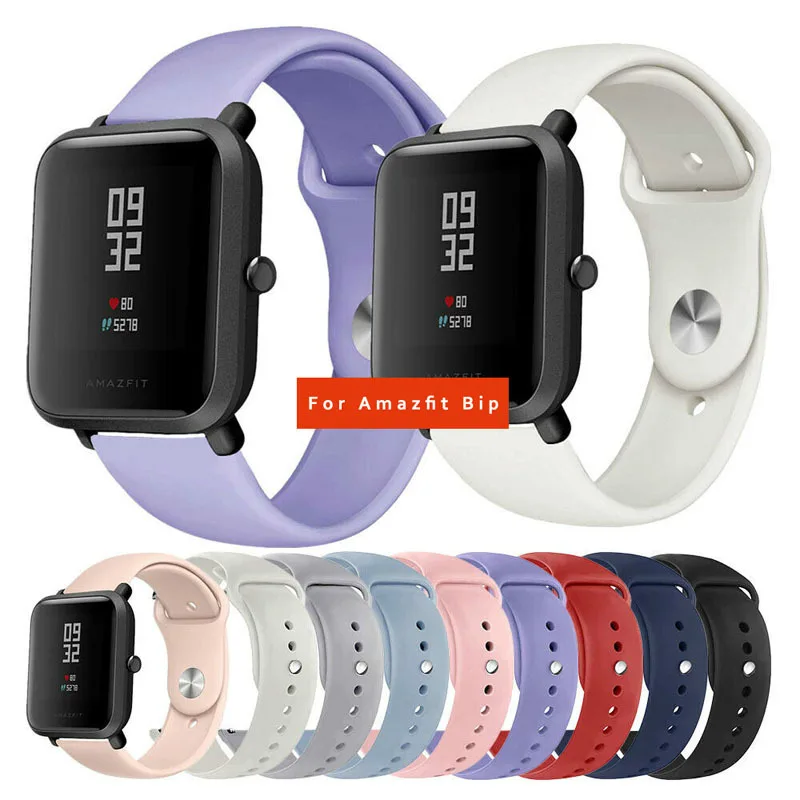 

Fashion Comfortable Soft Silicone Strap for Huami Amazfit Bip Solid-color Apple Buckle Sport Watchstrap(Only Strap)