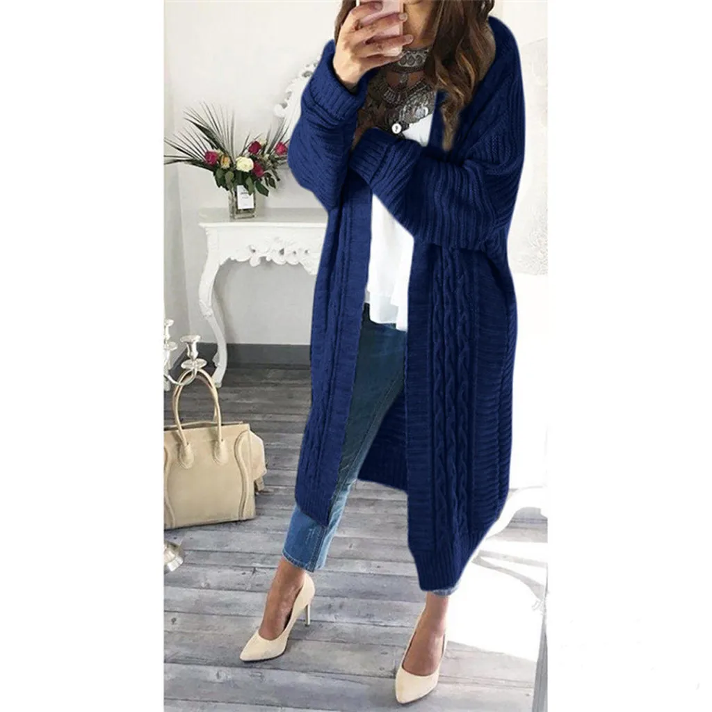 

Womens Sweaters 2019 Winter Tops Long Cardigan Sweaters for Women with Pockets Side Split Light Weight Knit Cardigan Plus Size