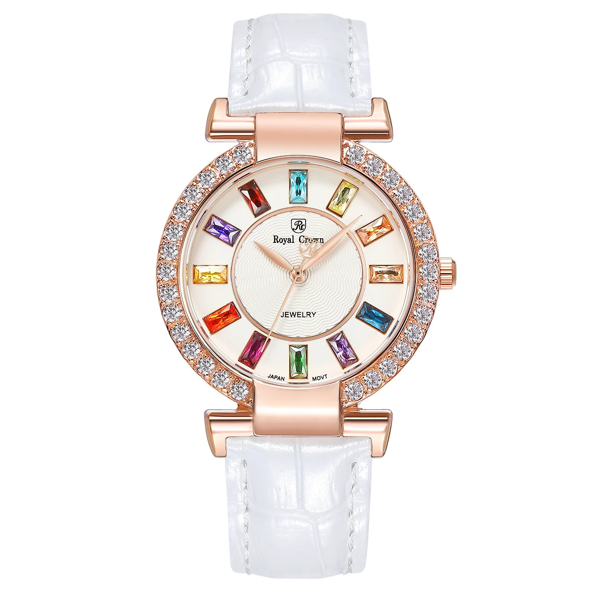 Prong Setting Luxury Clock Lady Women's Watch Fashion Hours Bracelet Colorful Rhinestone Girl Birthday Gift Royal Crown Box | Наручные