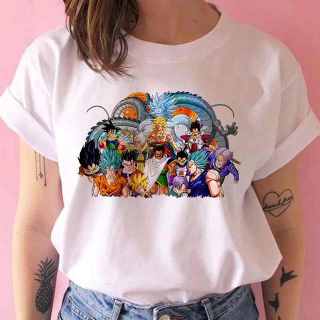New Anime Dragon Ball Kawaii Funny Woman T-shirts Cartoon Shirt Harajuku T-shirt Ullzang Graphic Tshirt Fashion Top Tees Female 23