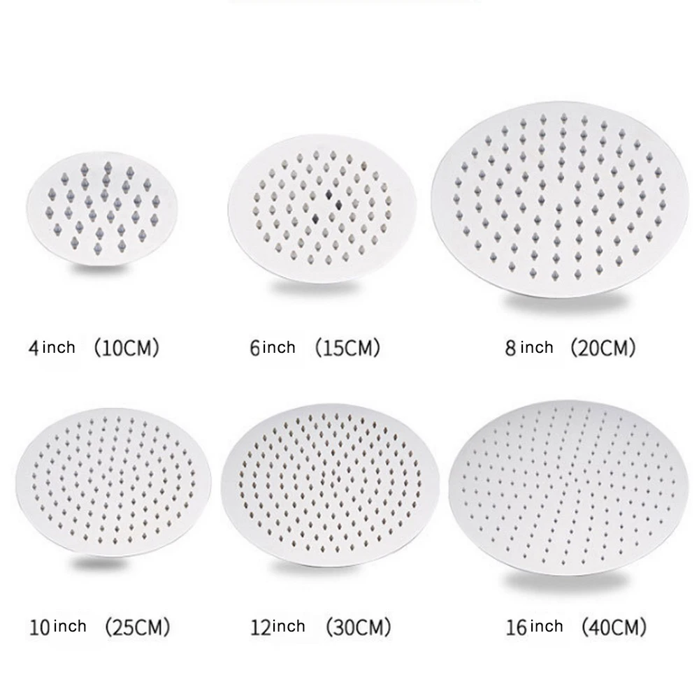 

Shower Head Round Stainless Steel 8 10 16 inch Top Rainfall Head Shower Chromed Mirror Shower Faucet Sprayer For Bathroom