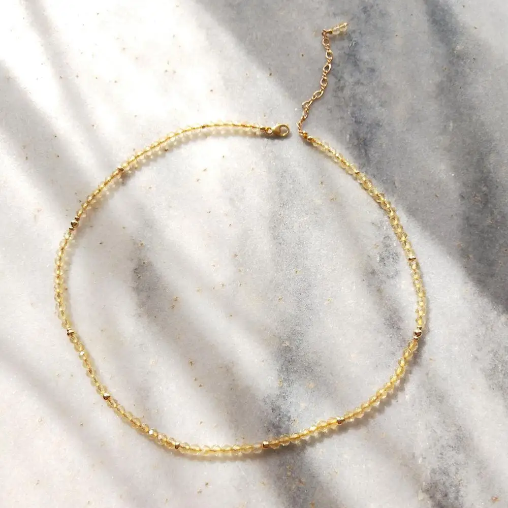Lii Ji натуральное 3 мм Сверкающее цитрин деньги камень Американский 14K GF изысканный чокер ожерелье для женщин