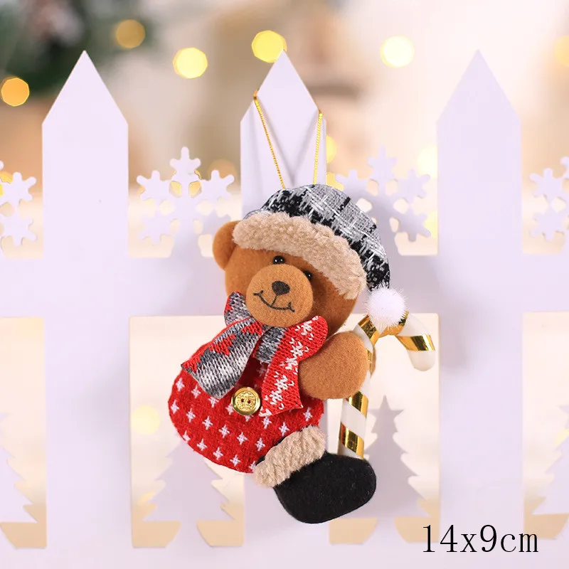 Рождественская елка Декор керст Санта Клаус Снеговик кукла Navidad украшения Рождественские украшения для дома Natal Noel Новогодний подарок - Цвет: S3-19-bear crutch