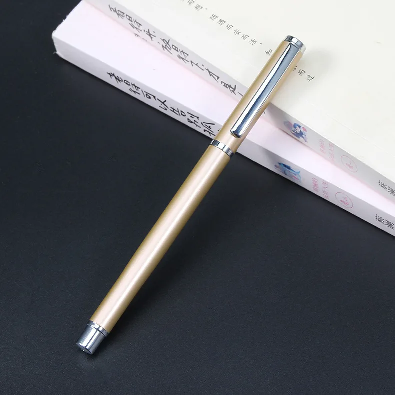 matte gold 1pcs Классный Роскошный металлический логотип гелевая ручка роллербол Милая канцелярская вещь школьные офисные поставки для деловых подписей персональный подарок - Цвет: matte gold 1pcs