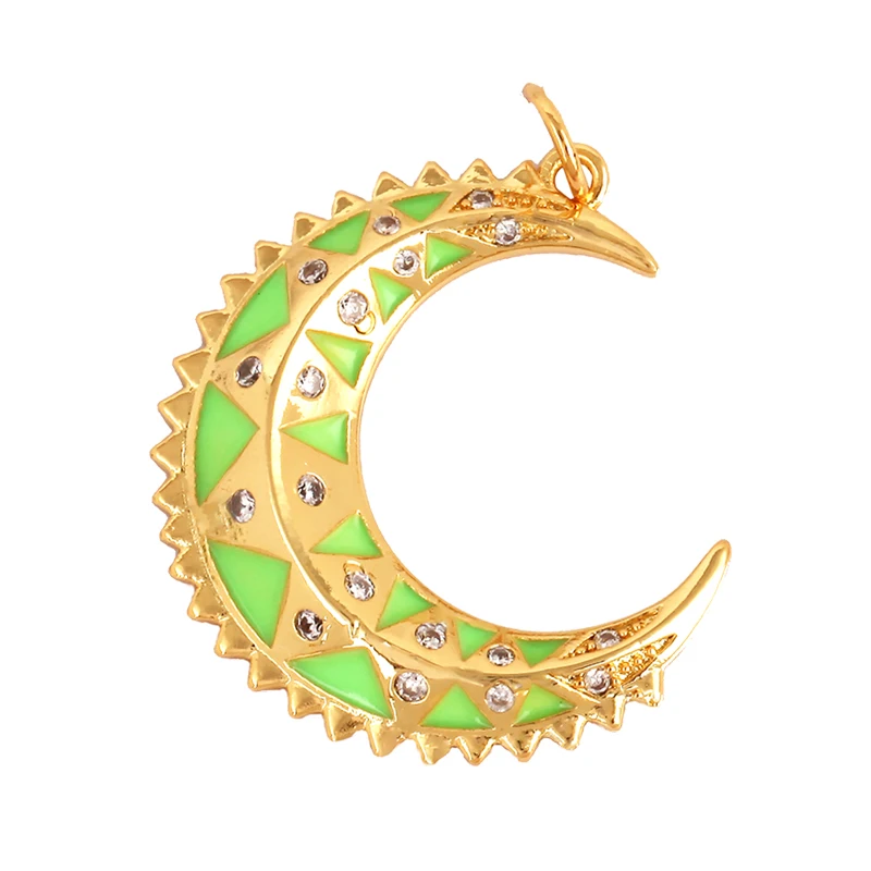 에나멜 썬 문 클리어 CZ 골드 참 펜던트, 큐빅 CZ 포장, 쥬얼리 목걸이 팔찌 액세서리 M26 M37