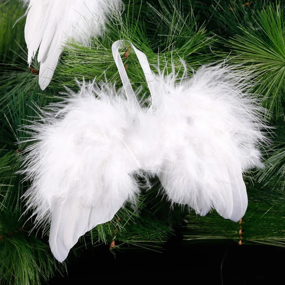 10 PACK Angel Wings Feathers White Angel Pendant Christmas Tree Decor Craft US 