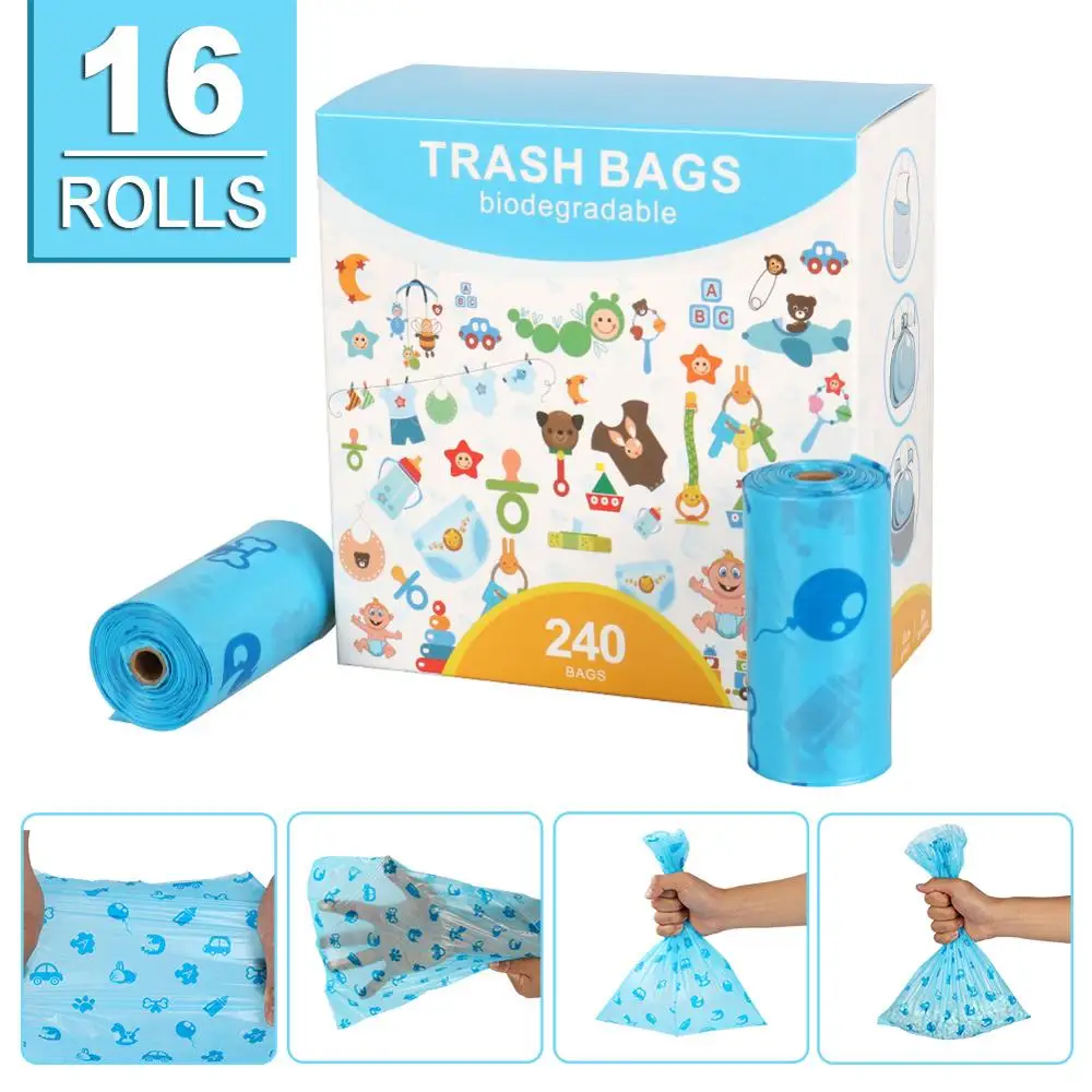 

Biodegradable Dog Poop Bags Earth Friendly 240pcs 16 rolls/box Pet Dog Cat Waste Bags Thicken Garbage Bag blue poop bag