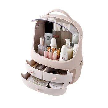 

Cosmetic Storage Box with Cover Handle Removable Drawer Design Dust-proof Desktop Rack