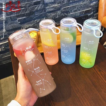 

Korean Style Summer Cool Water Bottle Prosted Glass Bottles 460ml Women Girl Student Leakproof Drinkware Best Gift Individuality