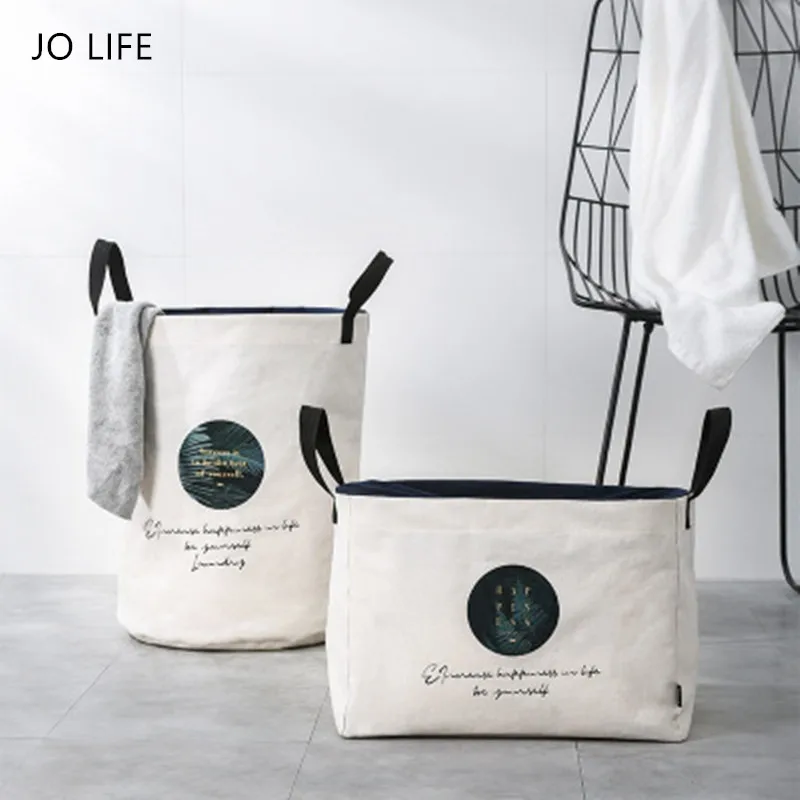 JO LIFE Drawstring Folding Laundry Basket Round Storage Bin Bag Hamper Collapsible Clothes Toy Bucket Organizer | Дом и сад