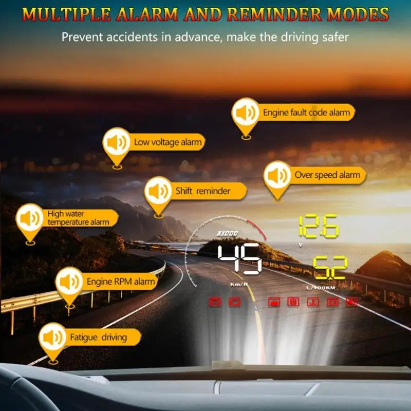 A9 автомобильный HUD Дисплей OBD2 II система Предупреждение о превышении скорости проектор